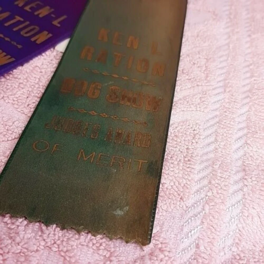 Vtg Ken-L Ration Dog Food Amateur Dog Show Pair of Ribbons 1st Prize & Merit